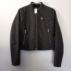 GAP Charcoal Grey Moto Style Jacket Women's XSmall *NWT